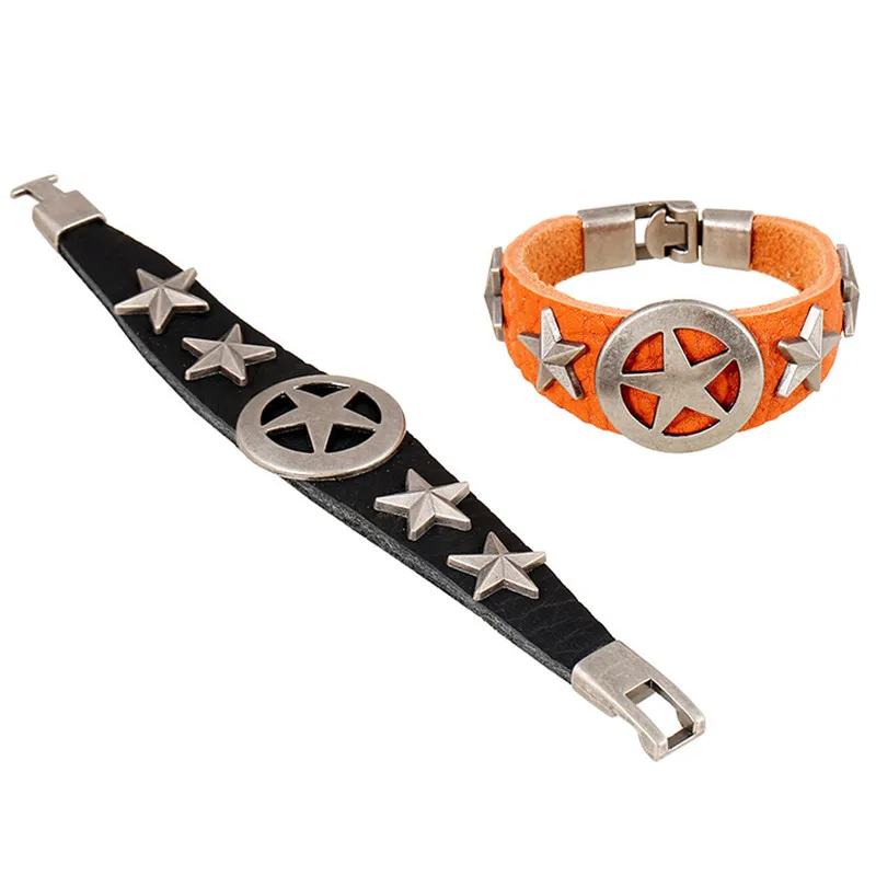 Fashion Punk Men Batch Buckle Leather Five-pointed Star Bracelets Bangles Bracelet Everyday Gifts For Male Female Jewelry |