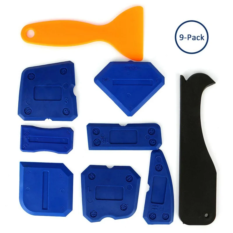 Синий 9 Pcs Silicone Edge Grout Remover Caulking Tool Kit Joint Sealant Sealing Tool for Bathroom Kitchen and Frames Sealant Seals - Цвет: Синий
