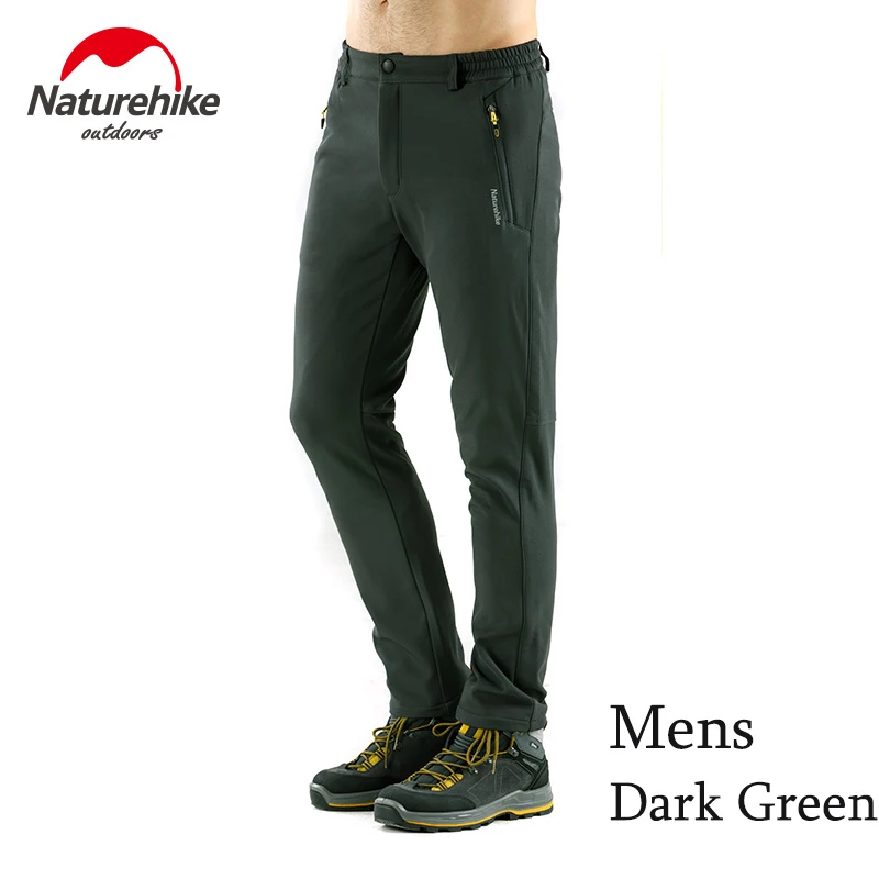 Dark Green for Man Спортивные штаны Naturehike для мужчин и женщин, походные брюки, мягкие эластичные брюки с эластичной резинкой на талии, ветрозащитные водонепроницаемые осенне-зимние штаны - Цвет: Dark Green for Man