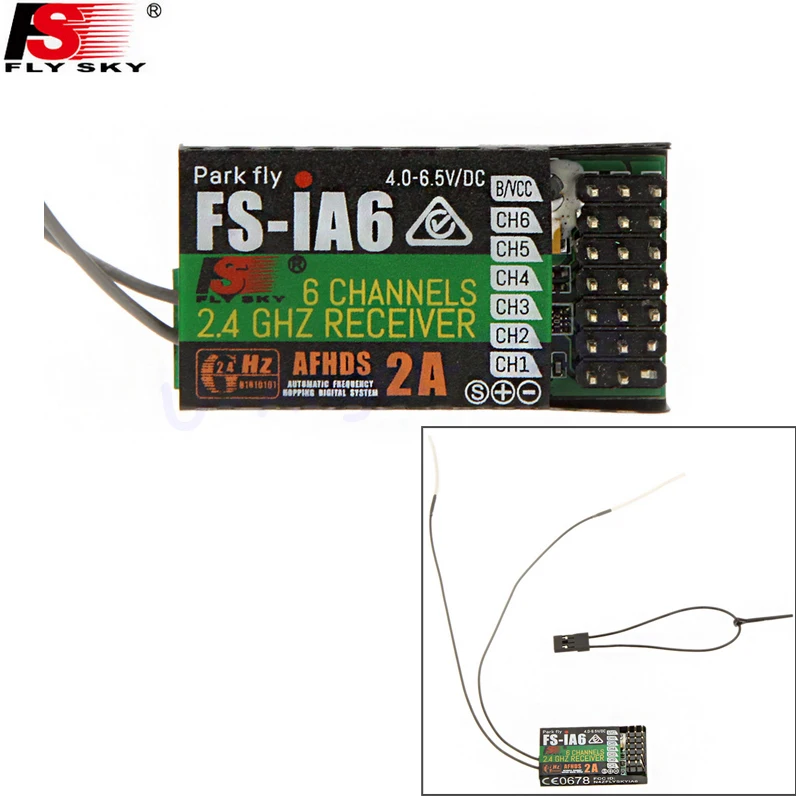 1pcs 2.4G Flysky FS-iA6 6 Channel Remote Control Receiver With Double Antenna Compatible i4 i6 i10 Transmitter | Игрушки и хобби