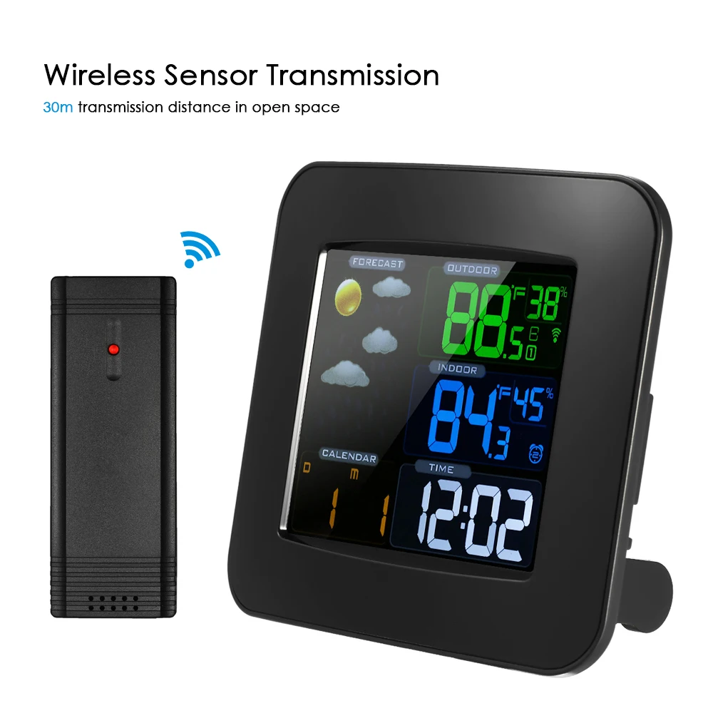Multifunctional Wifi Color Weather Station Temperature Humidity Meter Barometer Digital Time Calendar Display Snooze Function