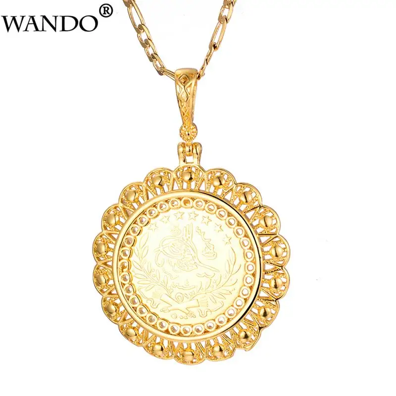 style 6 WANDO Турция колье с монетой для мужчин медные, золотистого цвета Арабские Ювелирные украшения турки новая пара кулон цепь турецкий древний подарок 4,7 см - Окраска металла: style 6