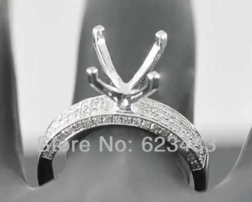 Круглая огранка 8 мм 14kt твердое белое золото 0.40ct натуральное бриллиантовое полукольцо