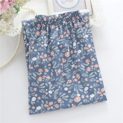 flower Пижамные брюки женские брюки хлопок летние хлопковые тканые хлопковые брюки женские домашние брюки - Цвет: flower