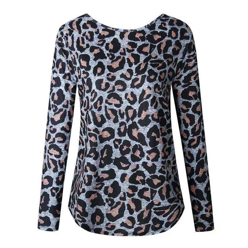 2019 Крест Leopard Женская толстовка с принтом Sexy Back Low пуловер вырезом Демисезонный