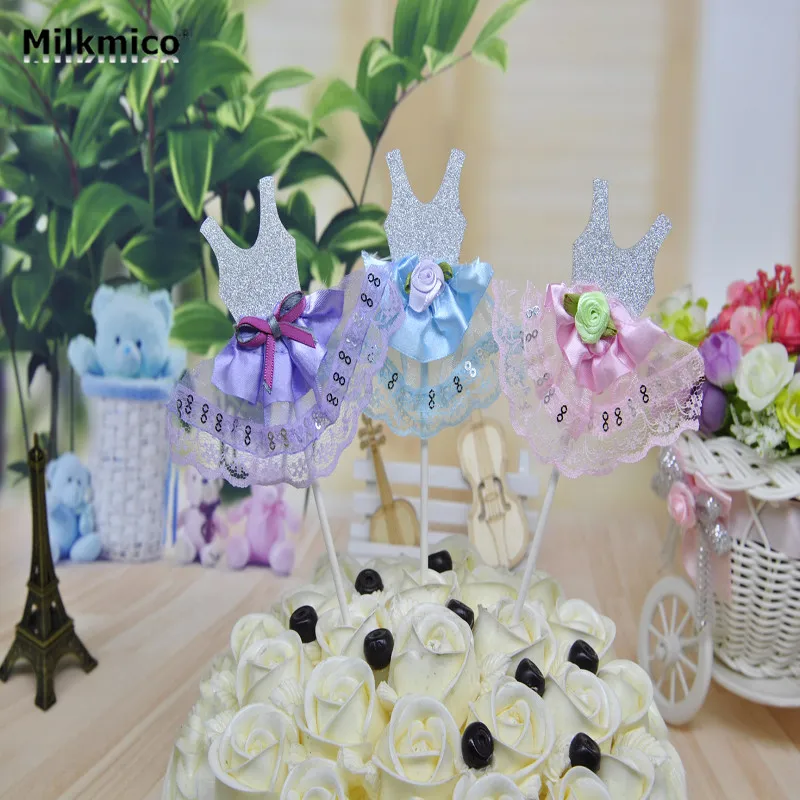 Новое платье принцессы Bithday кекс топперы юбка выбирает для малыша Baby Shower свадьбу