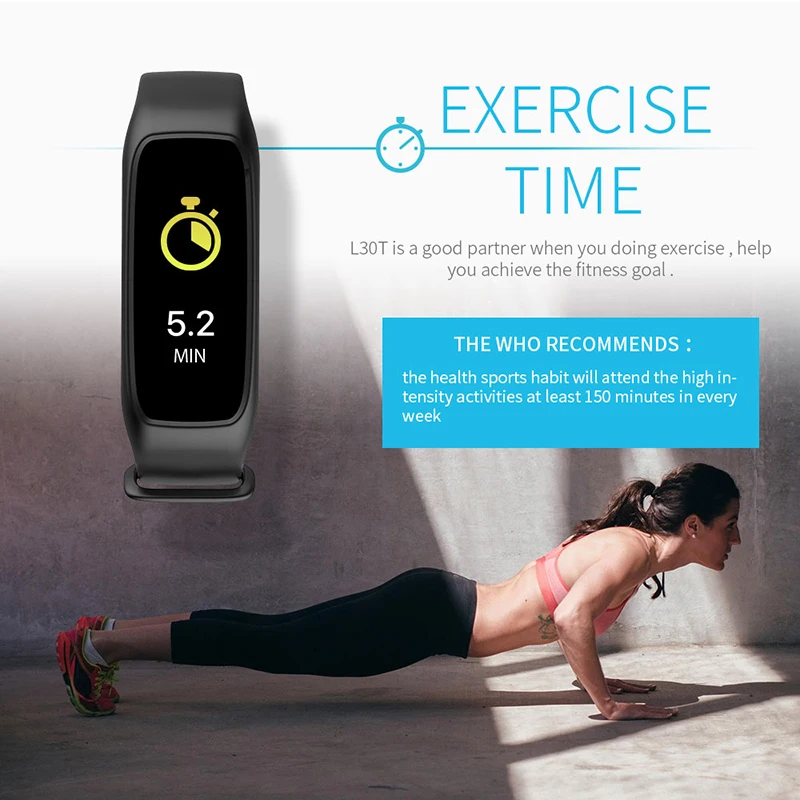 New L30t Smart Band Bracelet Full color TFT-LCD Screen Dynamic Heart Rate Monitor Bluetooth Smartband for IOS Android Phone | Электроника