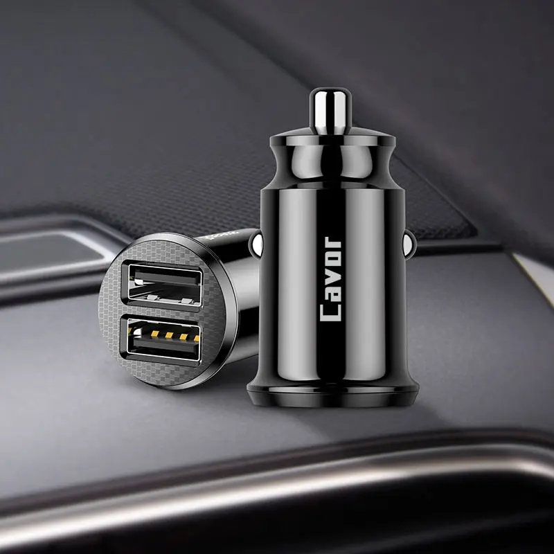 Black Автомобильное зарядное устройство Mini Dual USB для iPhone xs max xr xs 6 6s 7 8 Plus быстрое зарядное устройство для планшета gps 3.1A USB зарядное устройство в автомобиле Бесплатный кабель - Тип штекера: Black
