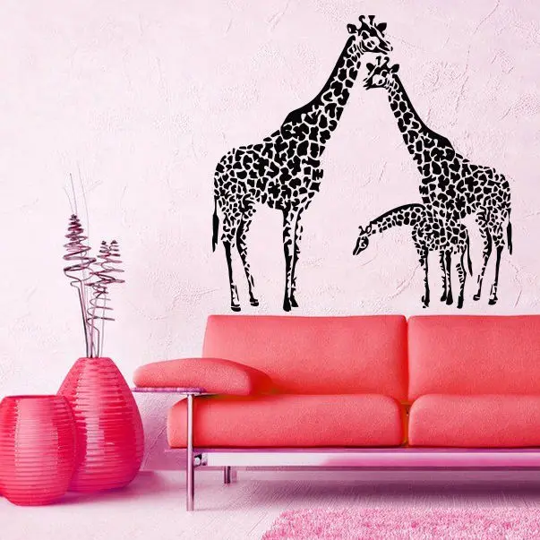 Семья Жирафов Стены Наклейки Животных Виниловые Детская Спальня Декор NS923 | Дом и