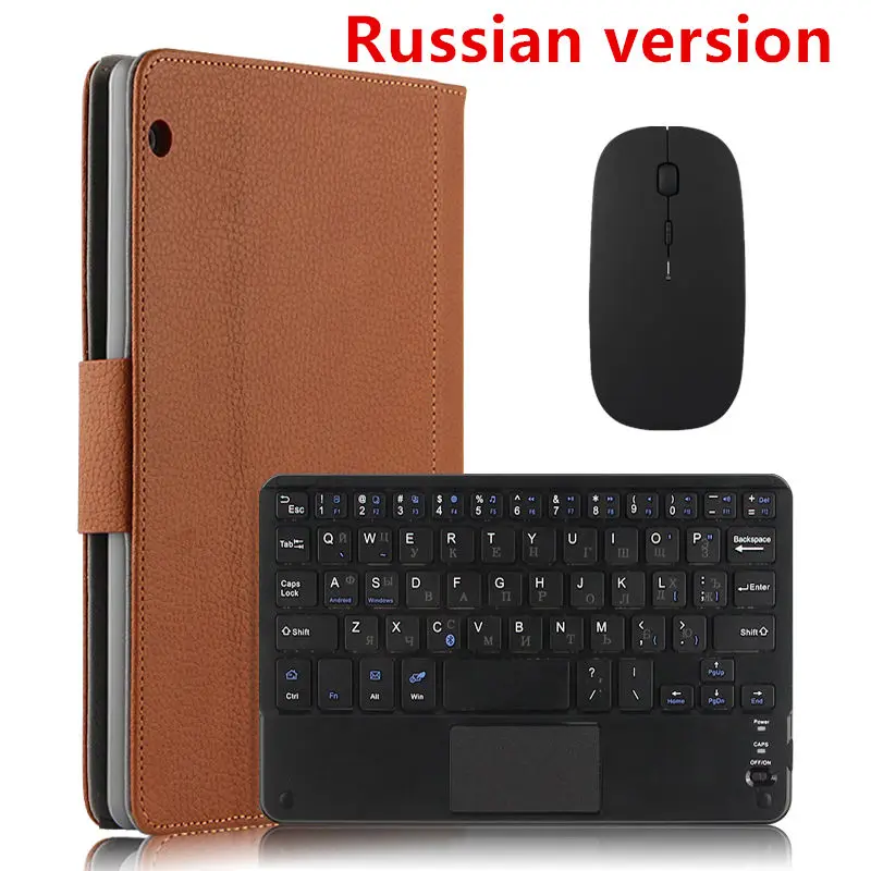 Чехол клавиатура Bluetooth кобура для huawei MediaPad T3 10 Защитная крышка из искусственной кожи AGS-L09 AGS-L03 W09 T310 9," планшетный ПК чехол - Цвет: brown mouse Russian