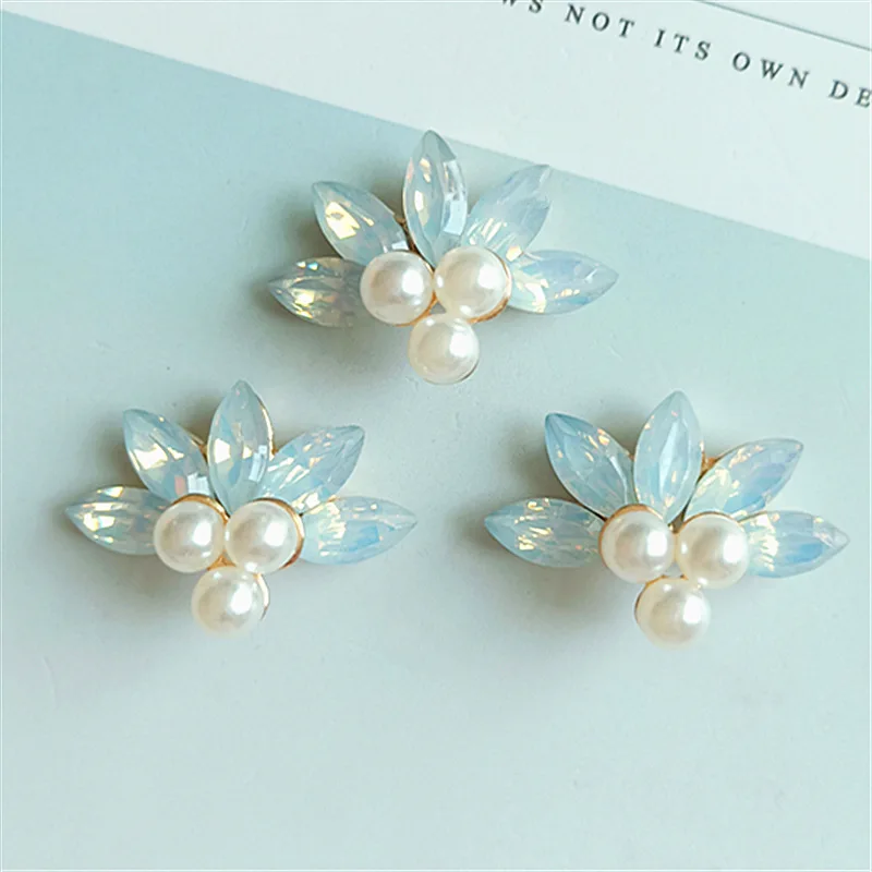 10 шт./лот новые сплав золотые Синие стразы жемчужные пуговицы украшения