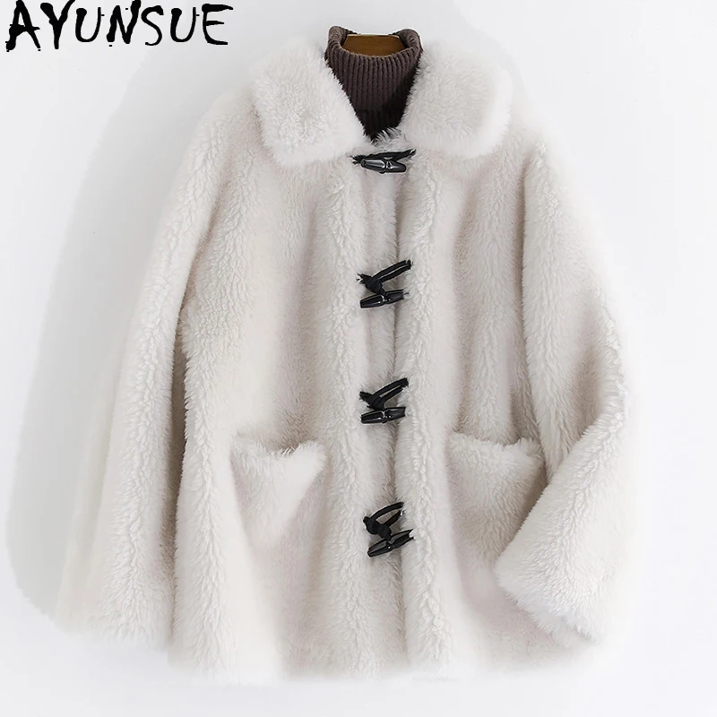 

AYUNSUE Real Fur Coat Female Sheep Shearling Fur 100% Wool Coats Autumn Winter Jacket Women Korean Jackets Chaqueta Mujer MY3562