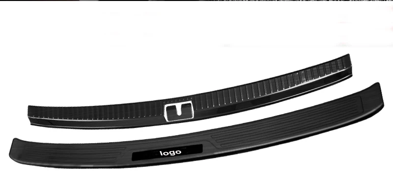KOUVI Car styling stainless steel rear Tailgate bumper cover trim for Volkswagen VW Atlas Teramont accessories - Цвет: black 2pcs