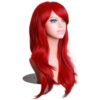 soowee 70cm long wavy red wigs fake hairpieces synthetic hair female cosplay wig for black white women