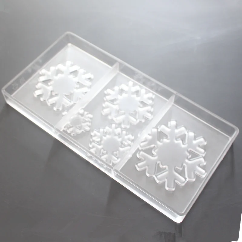 Золотая выпечка 3D Снежинка шоколадная форма из поликарбоната для шоколада