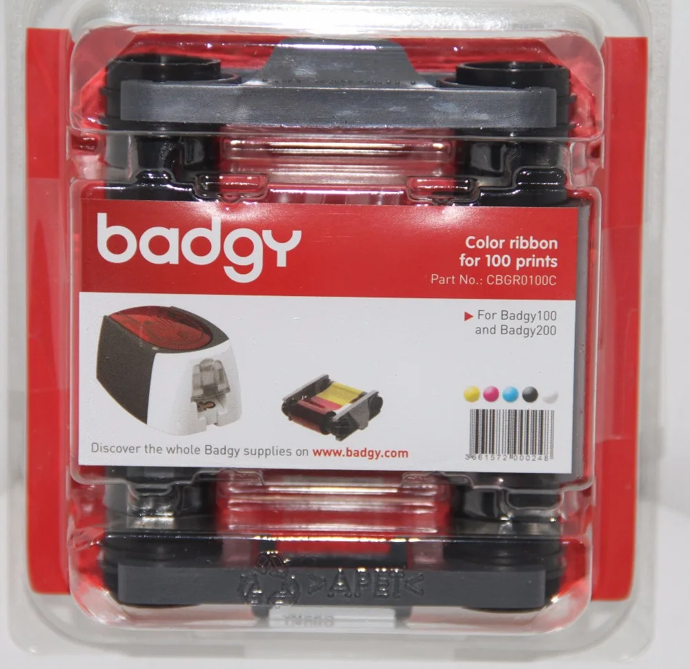 Фото Evolis CBGR0100C YMCKO ленточная кассета 100 печать 5 панелей для Badgy100 Badgy200 лента для принтера id card №1