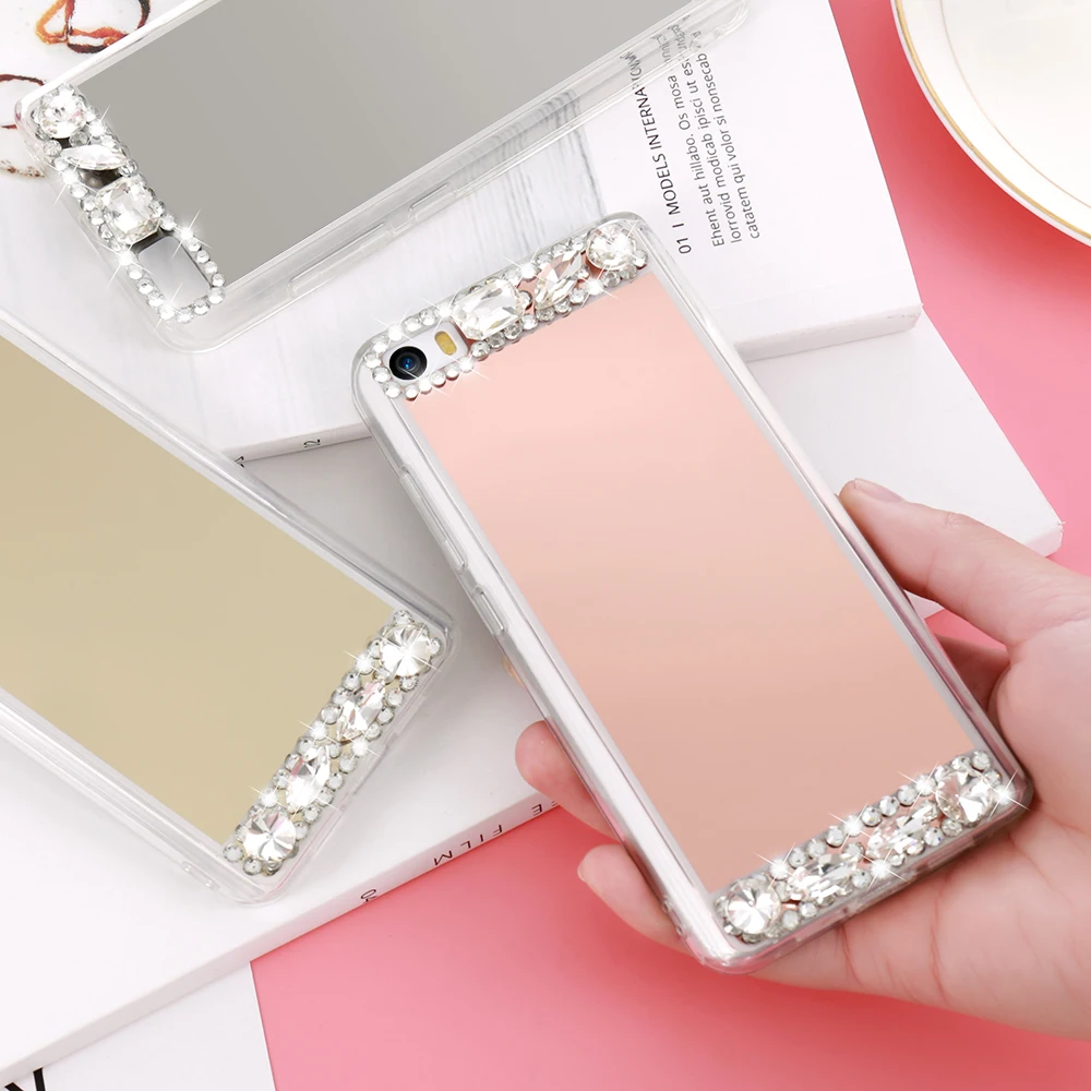 Зеркальный чехол со стразами для Xiaomi 6 5 5c Redmi Note 4X 3 4 4A 3s Note|mirror case|case for xiaomicase plus |