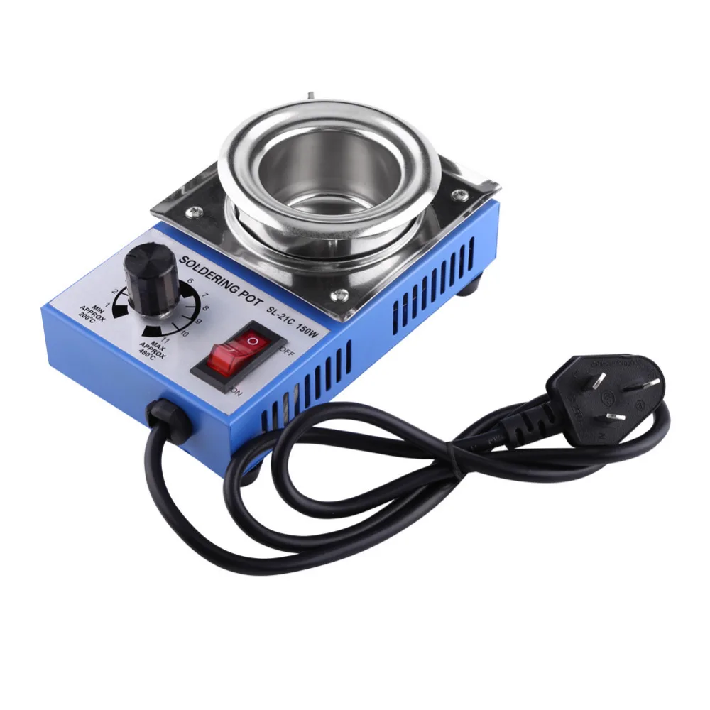 

220V 150W Solder Pot Temperature Controlled Soldering Desoldering Bath Melting Tin Cans 50mm ST-21C 450 Degree