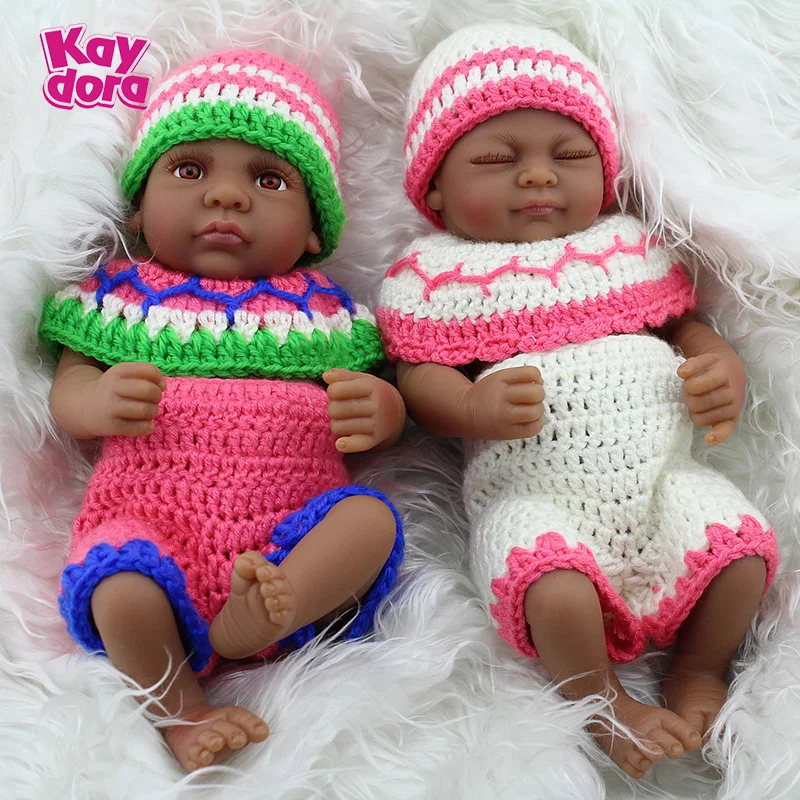 2 шт. для девочек и мальчиков черные куклы новорожденных 10 дюймов реалистичные