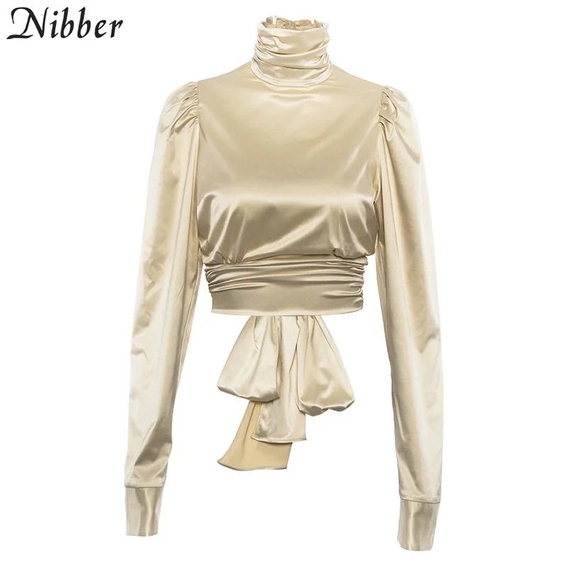Nibber осень зима новые женские элегантные топы синий хаки дикая открытая спина с длинным рукавом футболка леди темперамент был тонкий домашняя одежда - Цвет: Хаки