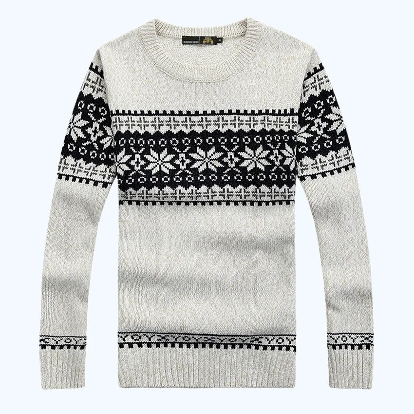 Бесплатная доставка зимние мужские пуловеры Свитера с принтом снега вязаный