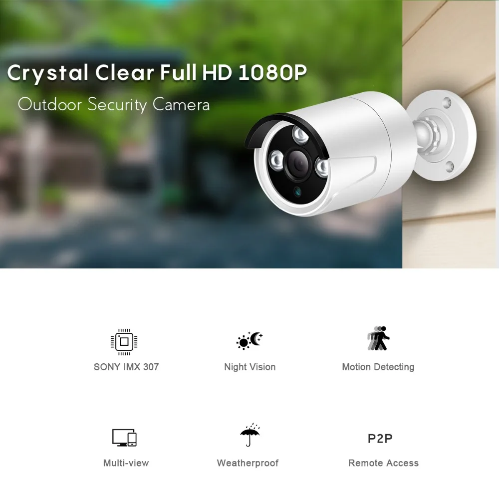 Besder H.265 SONY IMX307 Full HD 1080P IP камера пуля наружная Водонепроницаемая камера безопасности CCTV Обнаружение движения 25 м ночное видение
