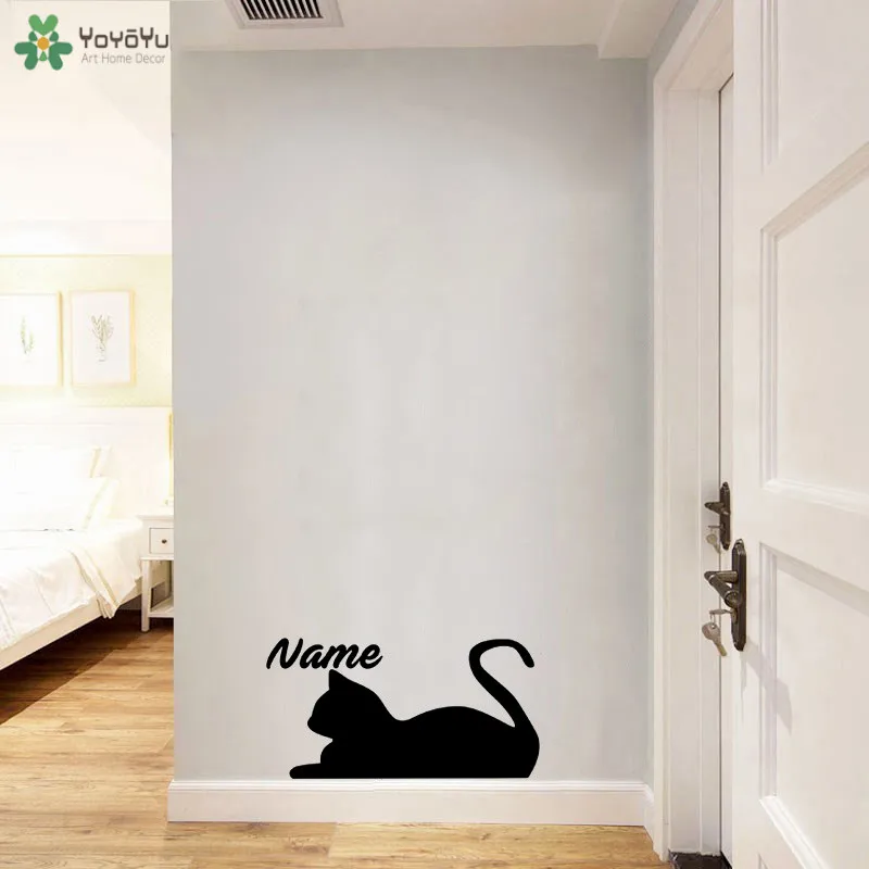 

YOYOYU Wall Decal Personalised Cat Any Name Wall Sticker Vinyl Wall Decal For Kids Bedroom DIY Waterproof Stickers QQ131