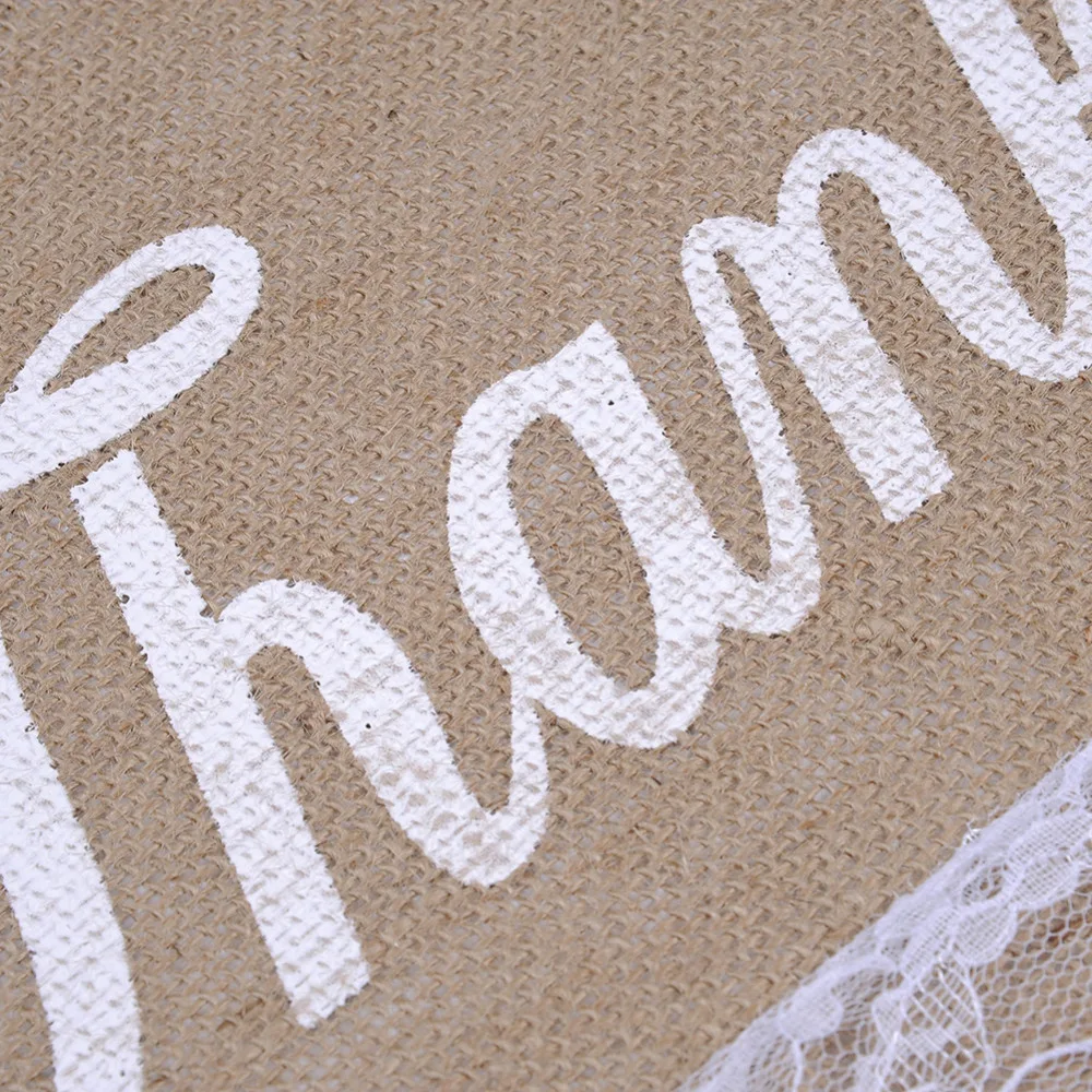 2pcs/set Thank you Wedding Party Flags Raw Jute Simple Style Linen Banner Used In Thanksgiving Birthday Decoration | Дом и сад