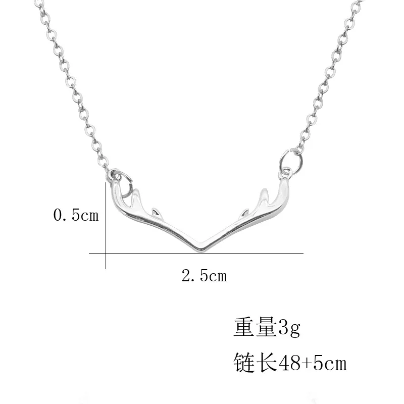 Simple Sweet Little Antlers Pendant Necklace for Women Christmas Cute Short Clavicle Chain New Arrived Jewelry Gifts | Украшения и