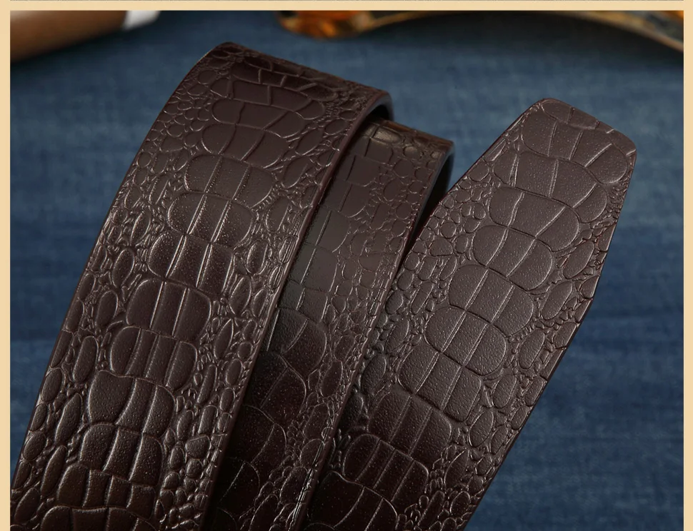 BIGDEAL Brand No Buckle 3.5cm Wide Genuine Leather Automatic Belt Body Strap Without Buckle Belts Men Good Quality Male Belts