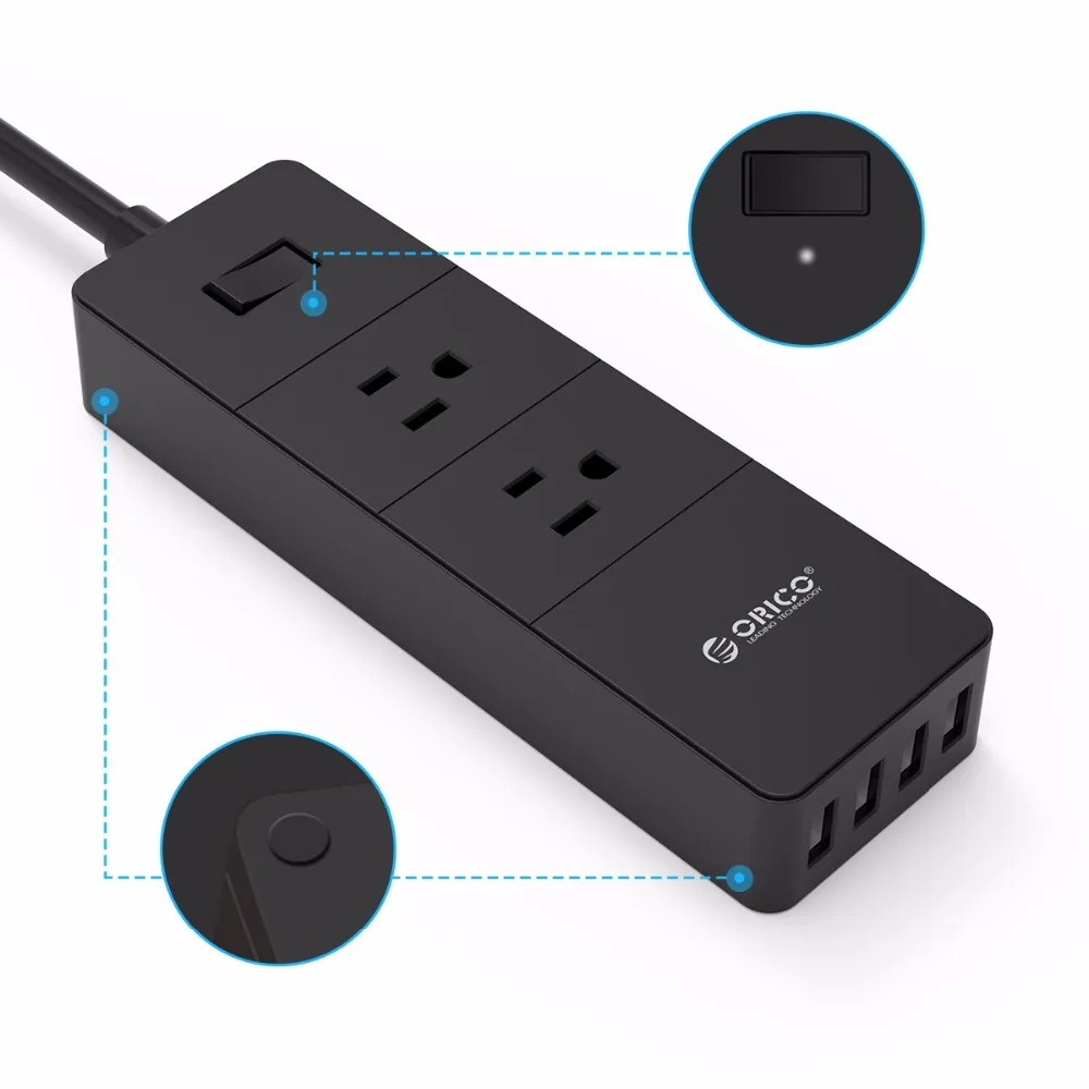 ORICO 4 USB защита от перенапряжения разъем питания для смартфона Интеллектуальное