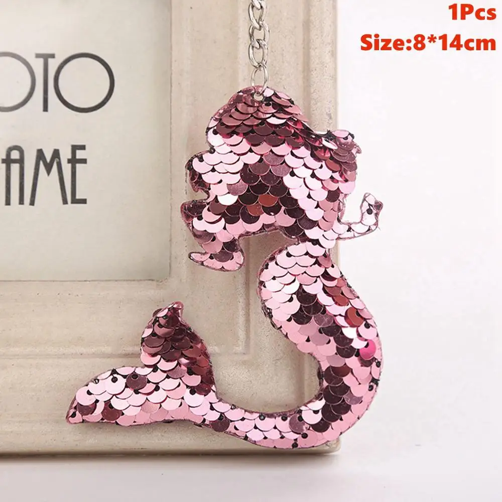 Mermaid Keychain 2 Taoup 1 шт. градиентные цвета радуги блестки маленький брелок для ключей «русалка» с днем рождения Русалка тема вечерние декор для кулоны для девочек DIY - Цвет: Mermaid Keychain 2