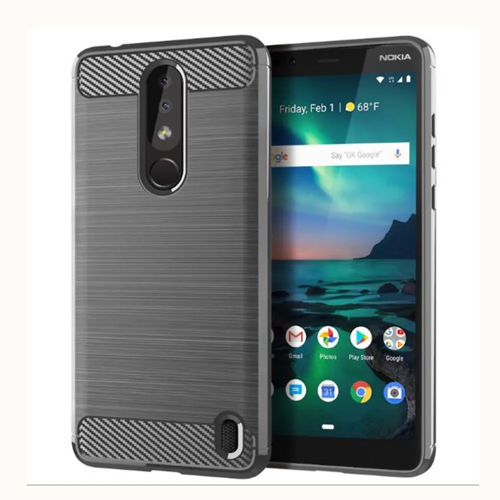 Чехол из углеродного волокна для Nokia 3 1 Plus резиновые силиконовые чехлы телефонов