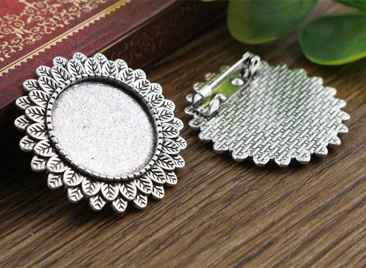 5 шт 20 мм Внутренний размер Античная Посеребренная бронзовая черная Брошь