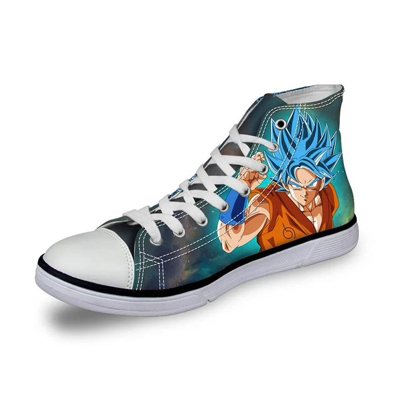 THIKIN Super Saiyan Son Goku/модные аниме принт Dragon Ball Z Для мужчин кроссовки Повседневное туфли со шнуровкой на плоской подошве Высокая парусиновая обувь для хип-хопа изготовленный на заказ - Цвет: CDHJ1015AK