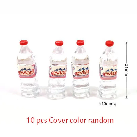 Square bottle 10pcs Boxi 10 шт. 1:12 мини-моделирование минеральной воды бутылка смолы модель Кукольный дом Миниатюрный Детский подарок игрушки украшения дома аксессуары - Цвет: Square bottle 10pcs