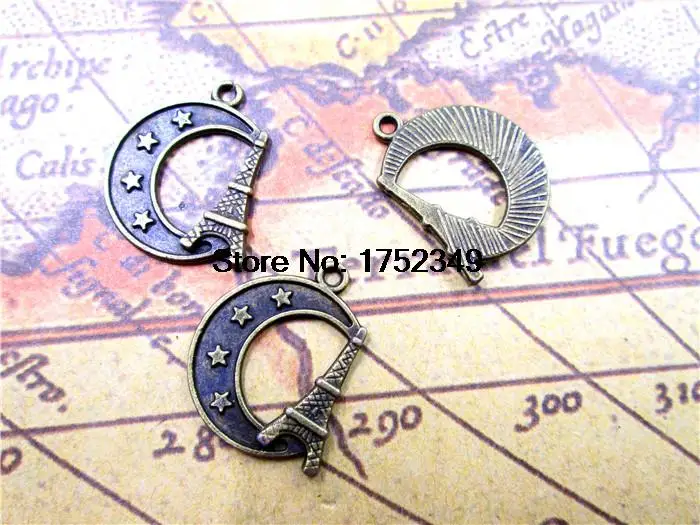 20шт-Эйфелева лампа античная бронза луна звезды и Эйфелева башня Подвески 22x17 мм -