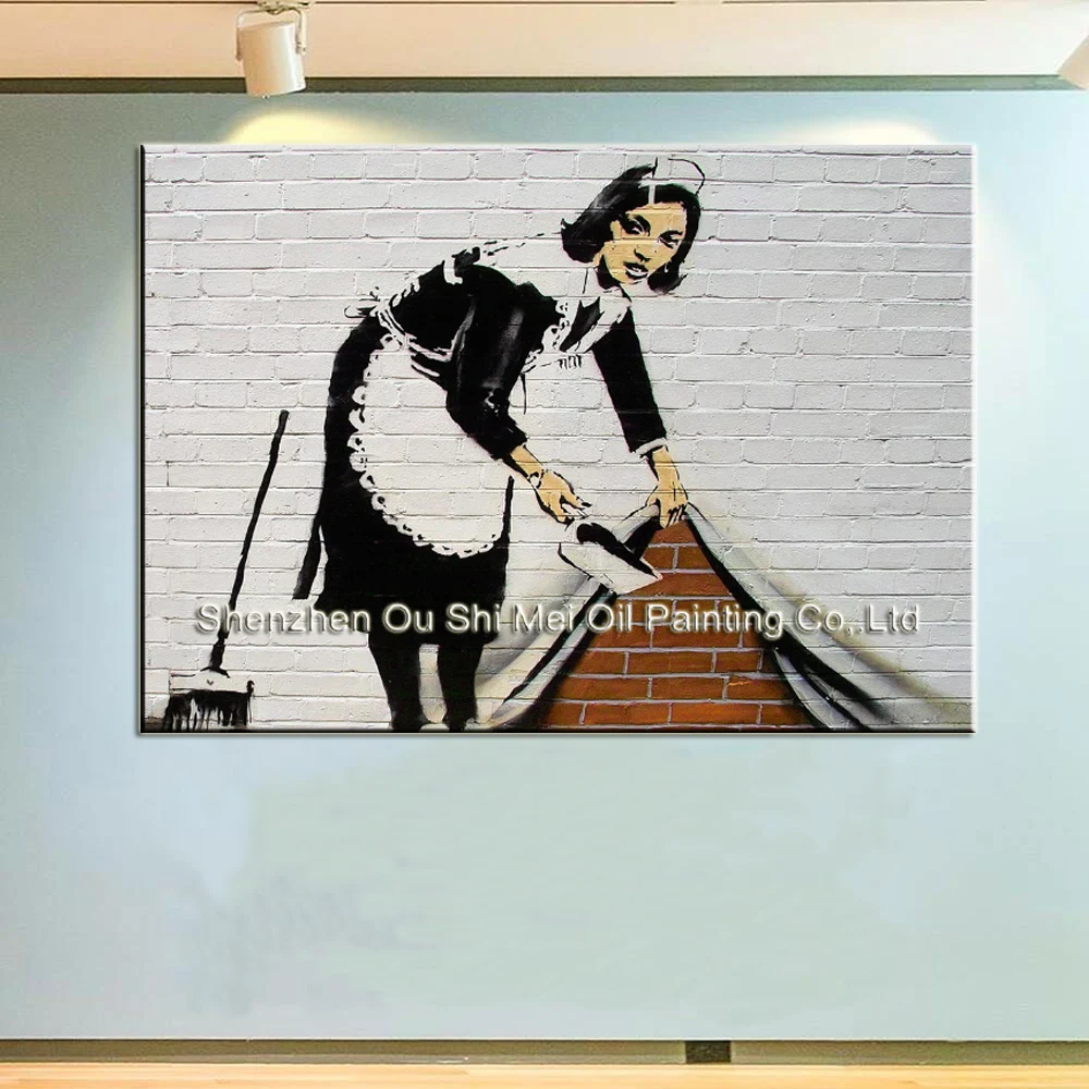 Ручная работа 3D картины горничной в уборке ручная роспись абстрактная