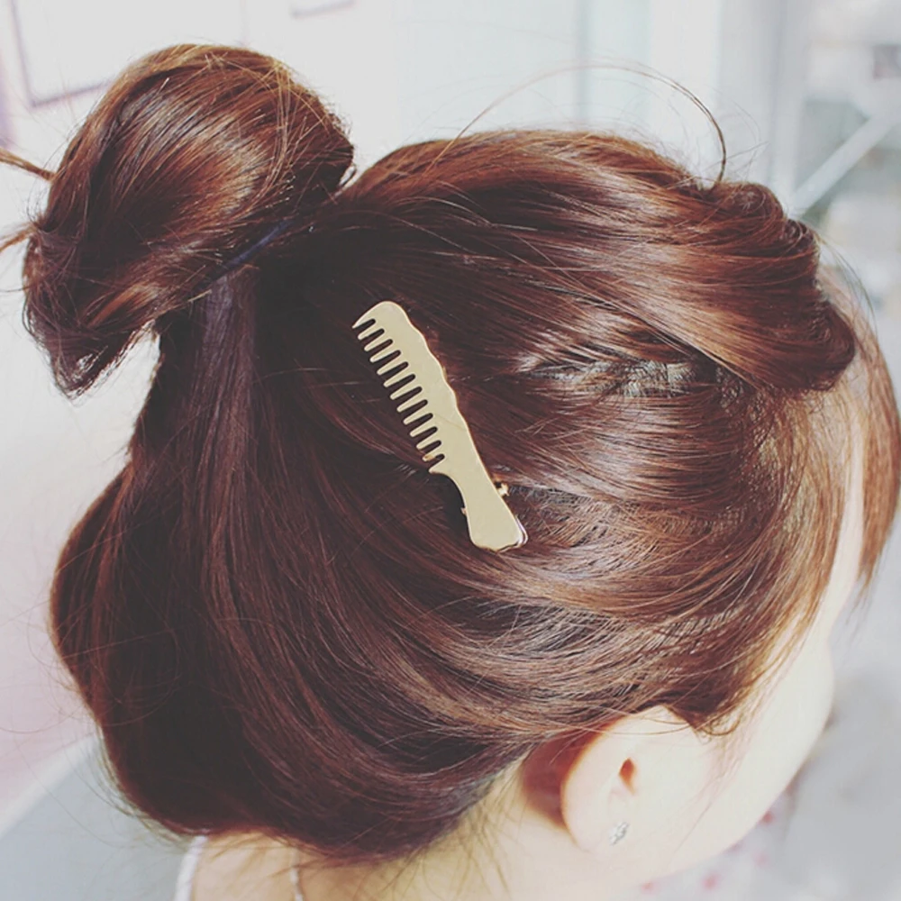 Feelontop Minimalist Style Hair Jewelry Gold Color Silver Hairpins Comb Shape Accessories for Women Accessories|hair jewelry|hairpin combhair comb