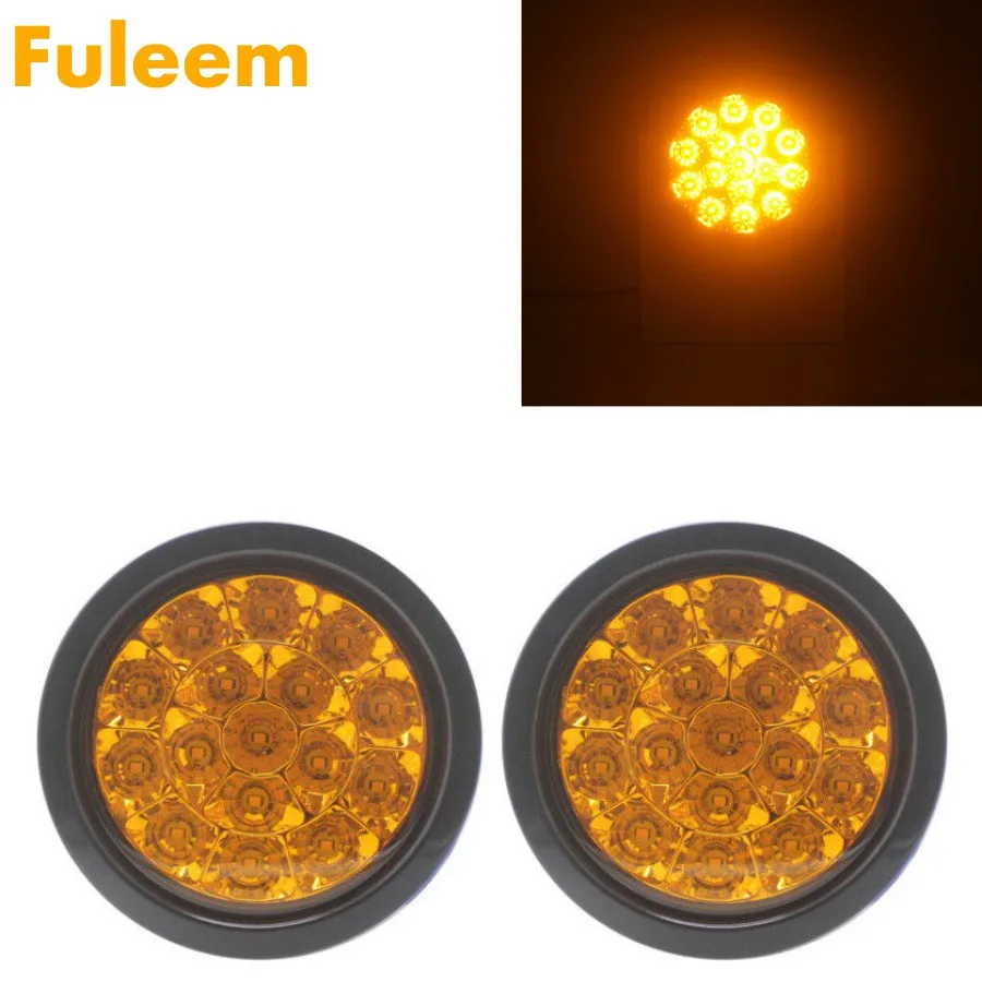 Fuleem 2 шт. 4 &quotЯнтарный 16LED грузовик прицеп Круглый отражатель стоп-сигнал поворота