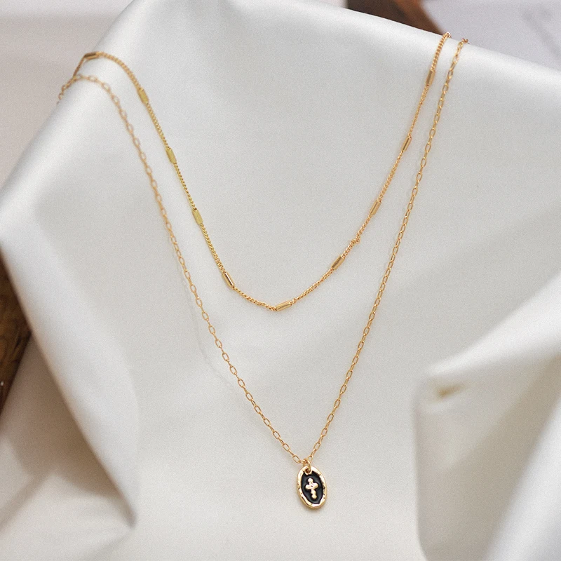 Wild & Free крест многослойное ожерелье для женщин два слоя Золотой Цвет Ювелирное