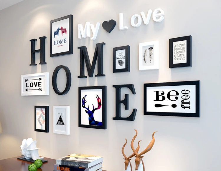 Креативная комбинация 9 шт./лот фоторамки для дома с надписью «My love» деревянные рамки для рисования настенные Подвесные Украшения фоторамка набор