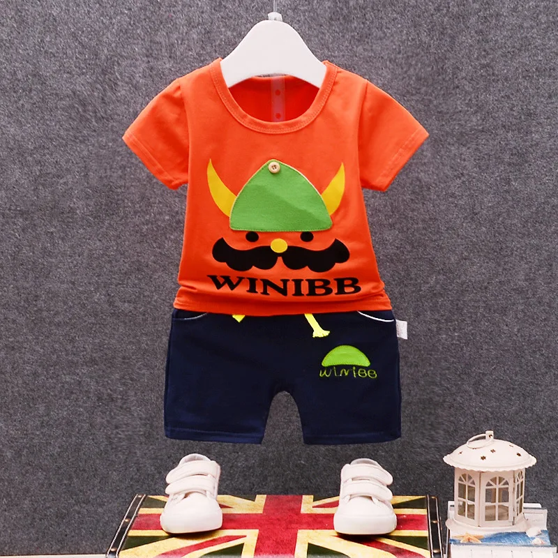 IENENS Fashion Summer Baby Toddler Clothing Sets 2PC Kids Boys Outfits Suits T-shirt + Pants Boy Striped Short Sleeves Tops |