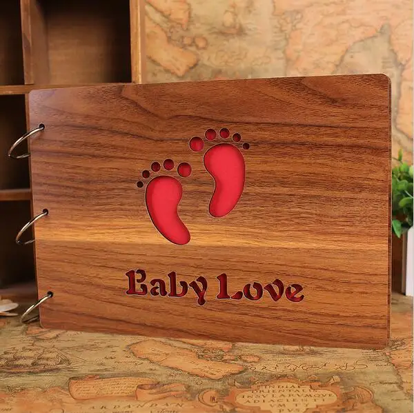 2016 Handmade Wood Wedding Photo Album Creative Baby Grow Albums Gift Black Card Personalized DIY 10 pages Quality Family ablum | Дом и сад