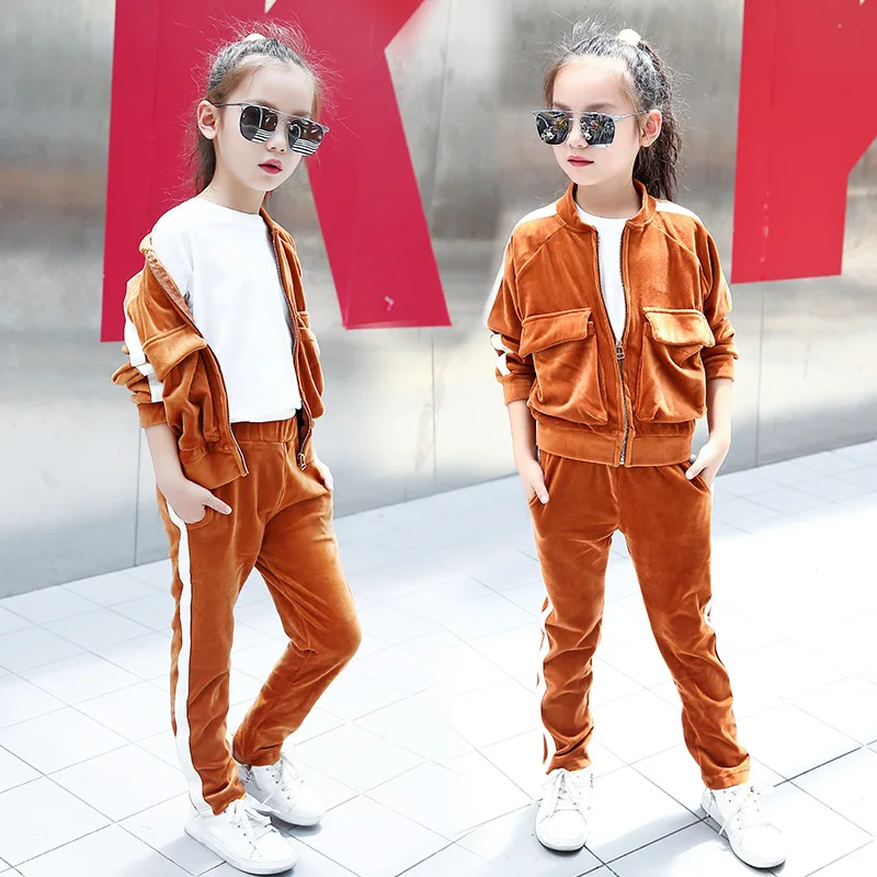 Бесплатная доставка комплект для девочек осень 2017 г. Новый Личность Мода хит цвет