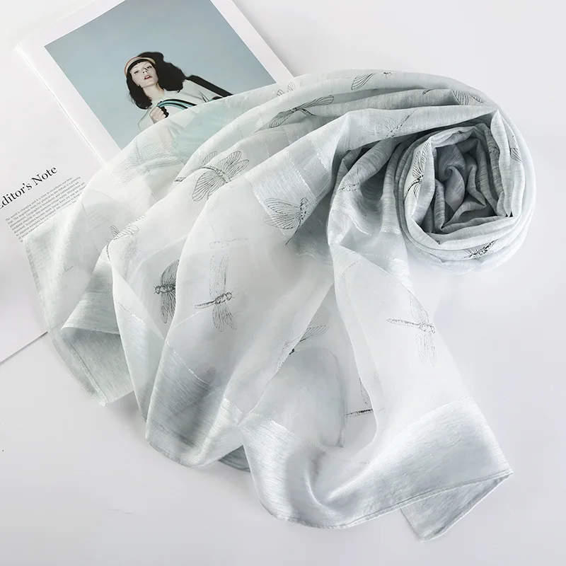 Женский шарф из пашмины зимний шелковый с милой стрекозой хиджаб 2019|Женские
