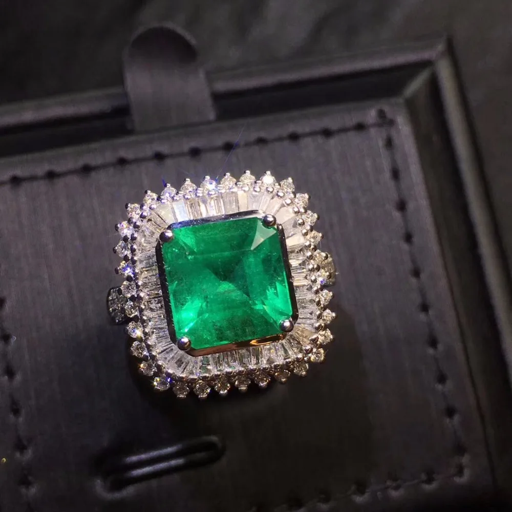Женские кольца G18 k из золота 18 К белого с натуральным изумрудом 2.65ct|Кольца| |