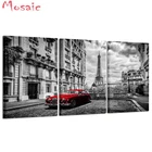 Триптих картина полная квадратнаякруглая Алмазная 5D картина сделай сам Парижская Черно-Белая Башня красная машина алмазная вышивка крест