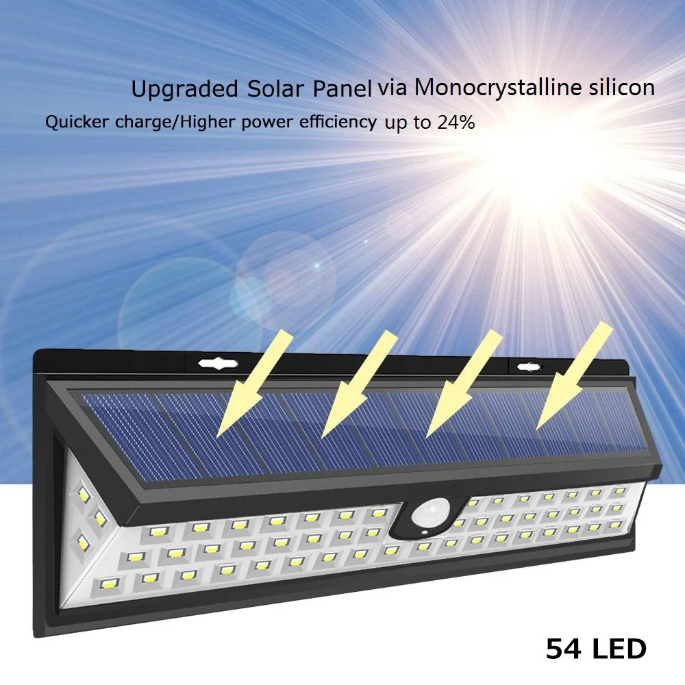 54 LED Solar Powered Energy Outdoor Wall Night Lights Garden with motion sensor Waterproof Yard | Освещение