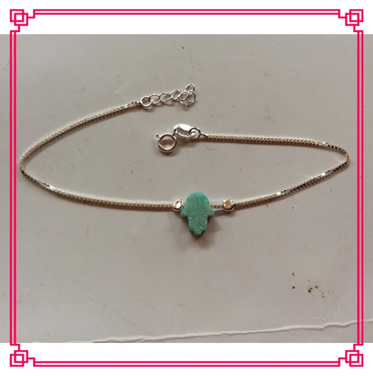 20 шт./лот Op03 зеленый цвет опал Хамса Серебряный браслет маленькая Опал подвеска